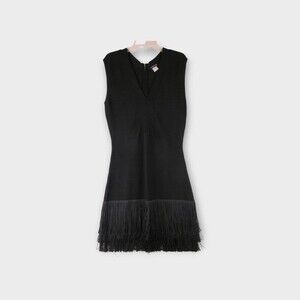 Venus Bandage Fringe Dress style #Z48563 Size 14 Black Bodycon Cocktail Mini